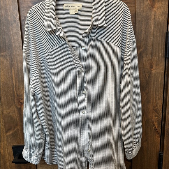 Saltwater LUXE Monochrome Striped womens Shirt - Picture 4 of 5